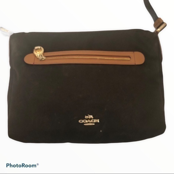 Coach black fabric messenger crossbody bag